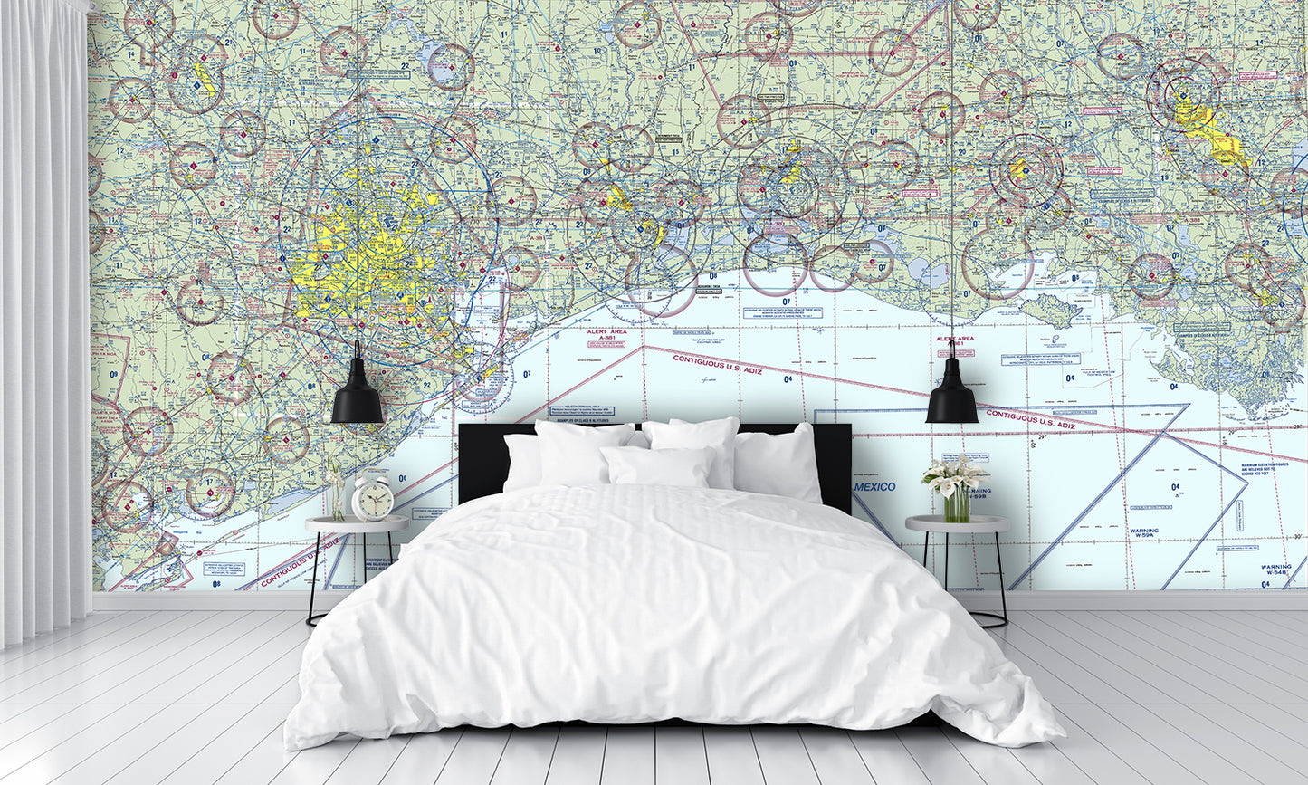 Aeronautical Chart Houston Wall Mural