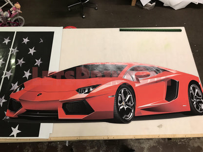 Car Art Yellow Lamborghini WALL DECAL REMOVABLE REPOSITIONABLE