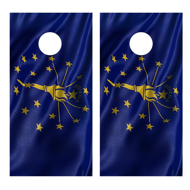 Flag of Indiana Wavy Cornhole Decal Wrap