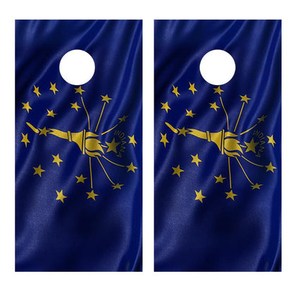 Flag of Indiana Wavy Cornhole Decal Wrap