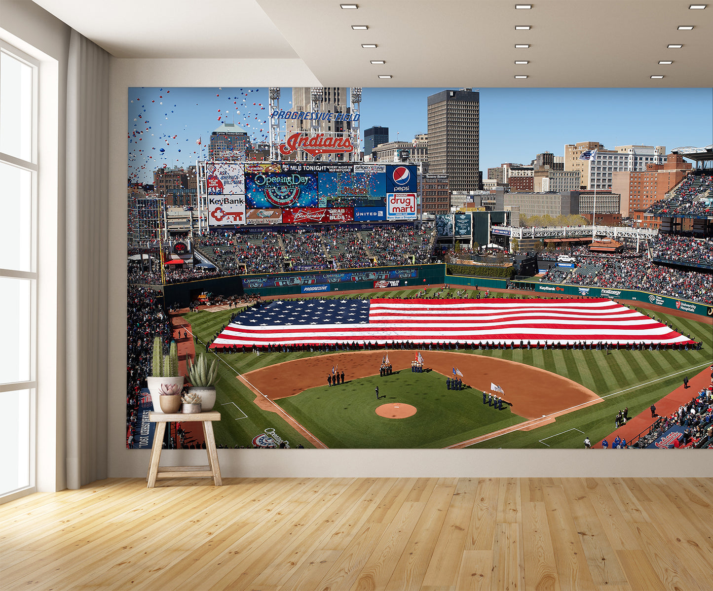 Progressive Field Opening Day Baseball Diamond Field Custom Designed Wallpaper
