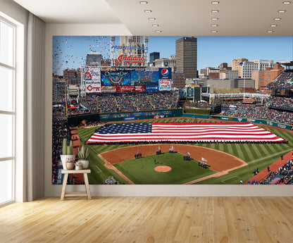 Progressive Field Opening Day Baseball Diamond Field Custom Designed Wallpaper