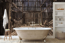 Old Barn Inside Sunlight Shining Wallpaper Mural