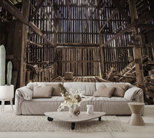 Old Barn Inside Sunlight Shining Wallpaper Mural