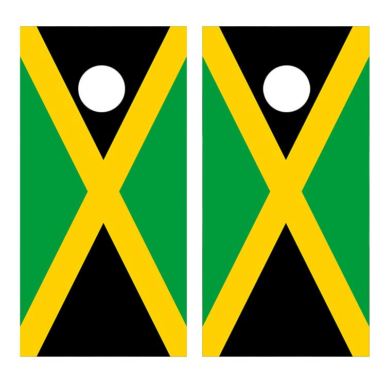 Flag of Jamaica Corn Hole Board Decal Wrap