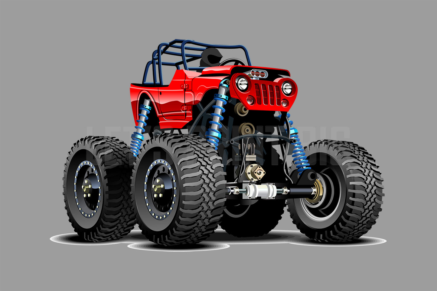 Car Art Jeep Red 4x4 Lift Kit Muscle Car WALL DECAL REMOVABLE REPOSITIONABLE