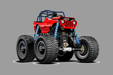 Car Art Jeep Red 4x4 Lift Kit Muscle Car WALL DECAL REMOVABLE REPOSITIONABLE