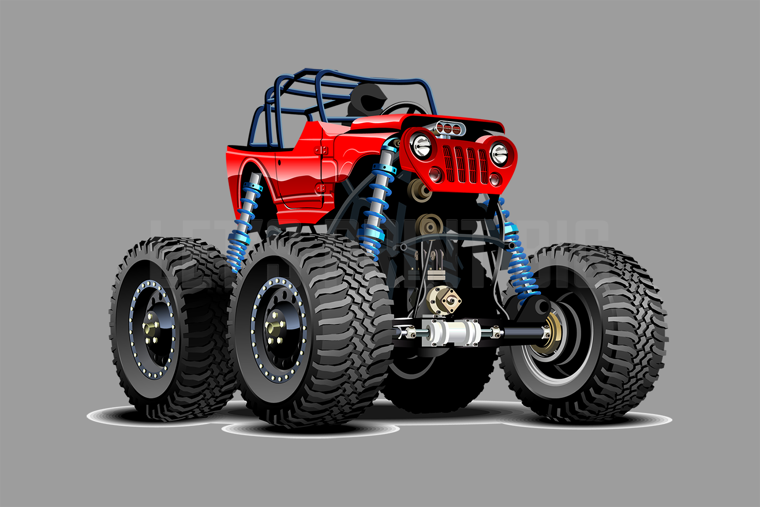 Car Art Jeep Red 4x4 Lift Kit Muscle Car WALL DECAL REMOVABLE REPOSITIONABLE