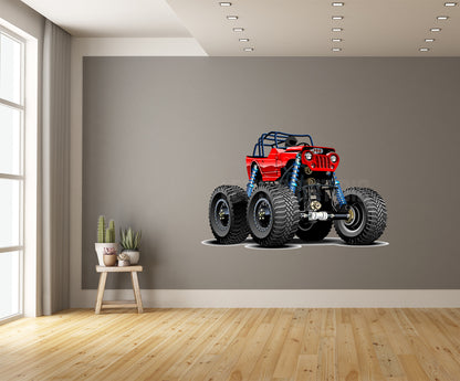 Car Art Jeep Red 4x4 Lift Kit Muscle Car WALL DECAL REMOVABLE REPOSITIONABLE