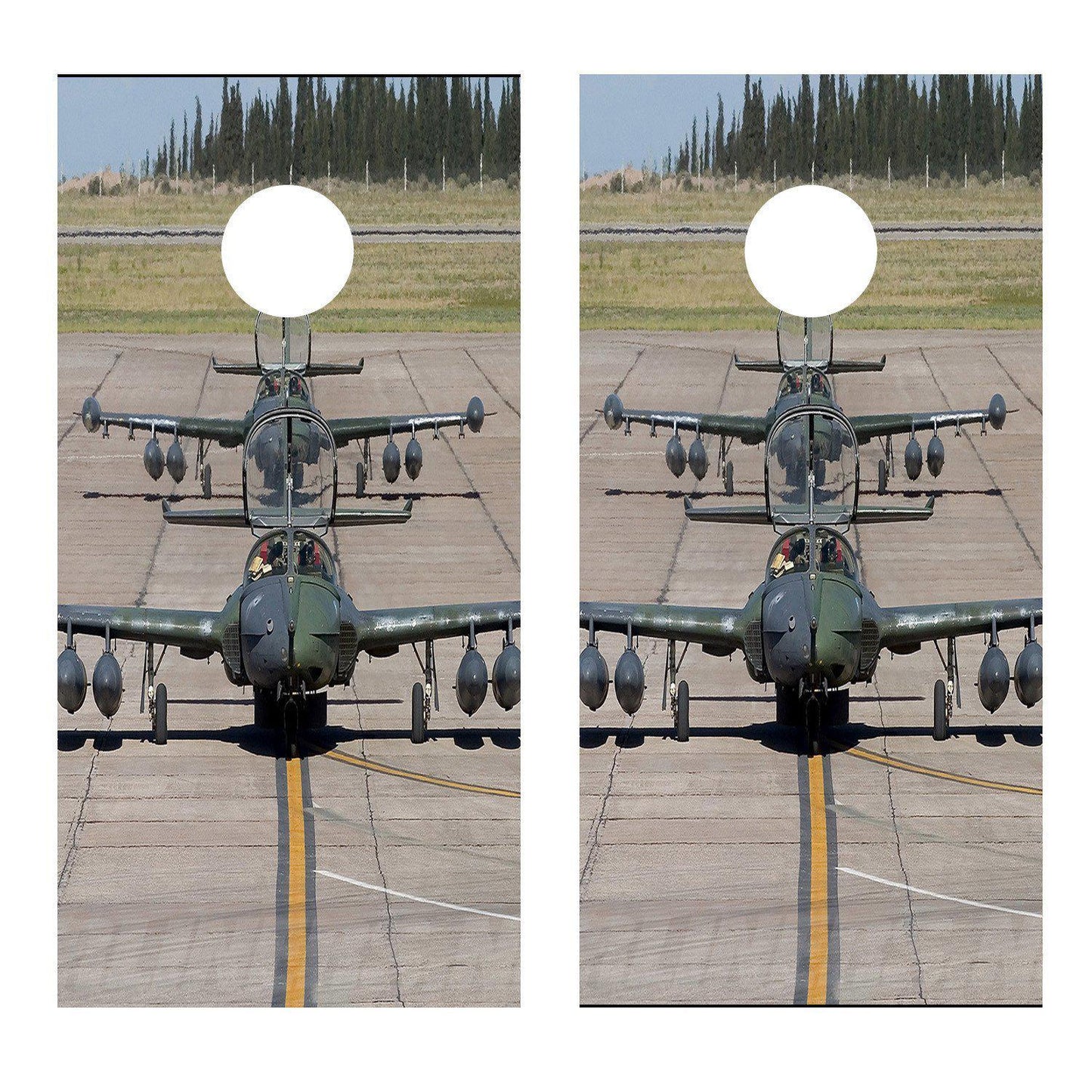 Jets on the Runway airplane Corn hole Wrap Decal sticker