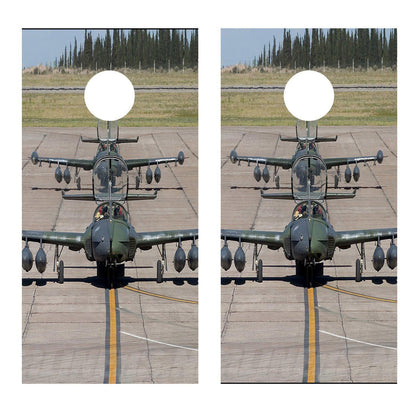 Jets on the Runway airplane Corn hole Wrap Decal sticker