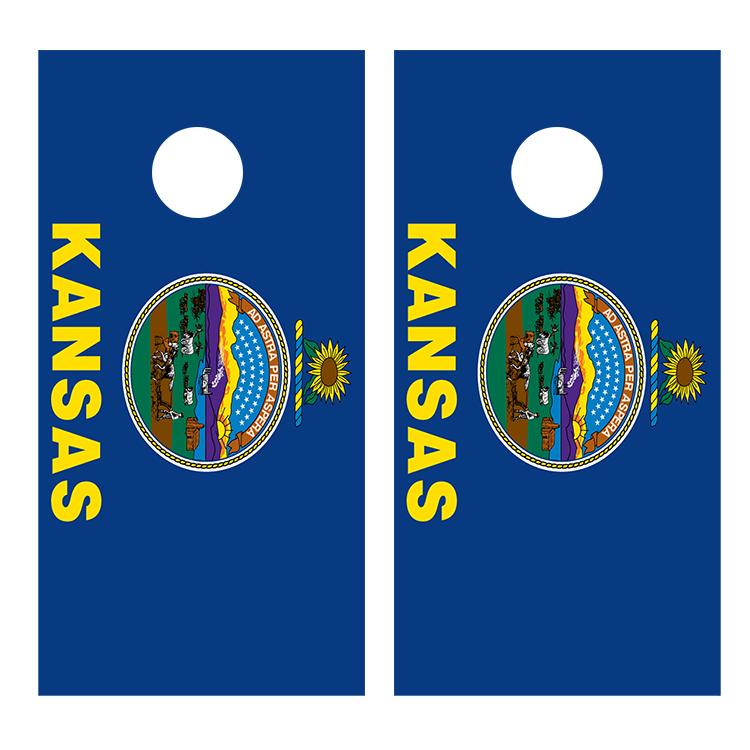Flag of Kansas Cornhole Board Decal Wraps