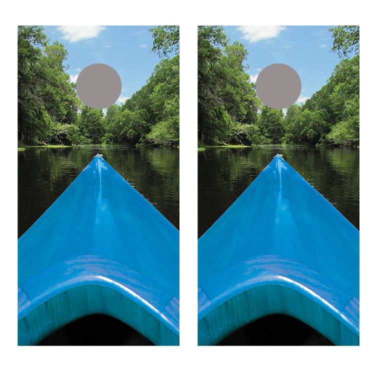 Kayak End Blue Cornhole Board Decal Wraps