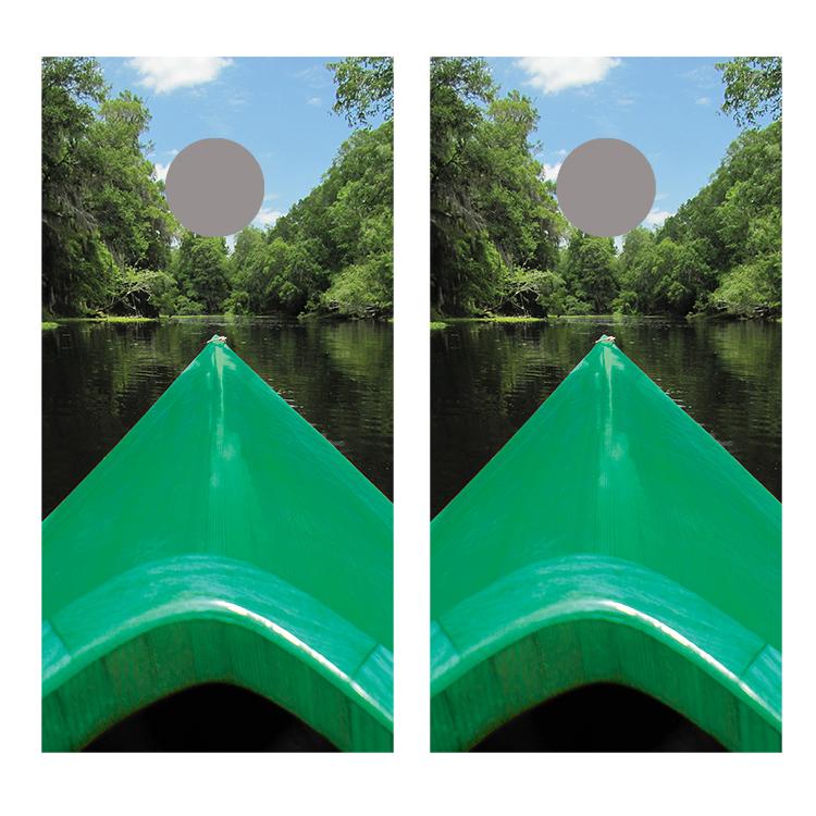 Kayak End Green Cornhole Board Decal Wraps