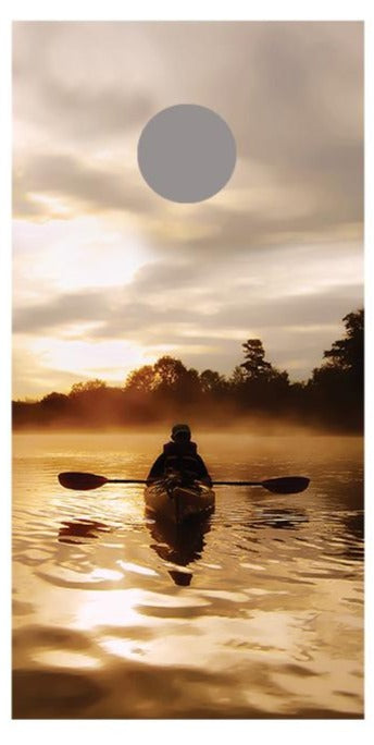 Kayaker Silhouette Corn Hole Board Decal Wrap