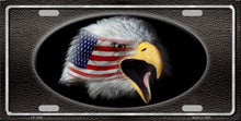 American Flag Eagle Black License Plate Car Tag