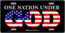 One Nation Under God American Flag License Plate Car Tag