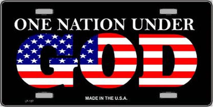 One Nation Under God American Flag License Plate Car Tag