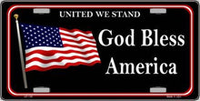 God Bless America Flag United We Stand License Plate Car Tag