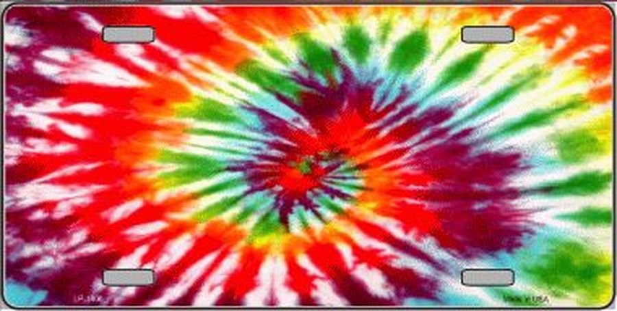 Red Swirl Tie Dye License Plate Car Tag