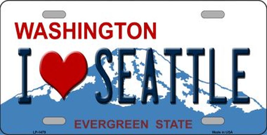 I Love Seattle Washington License Plate Car Tag