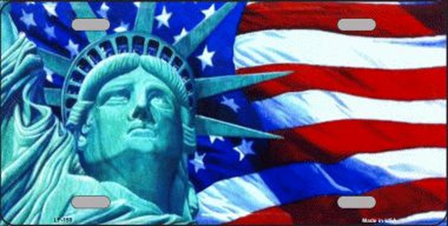 Lady Liberty American Flag License Plate Car Tag