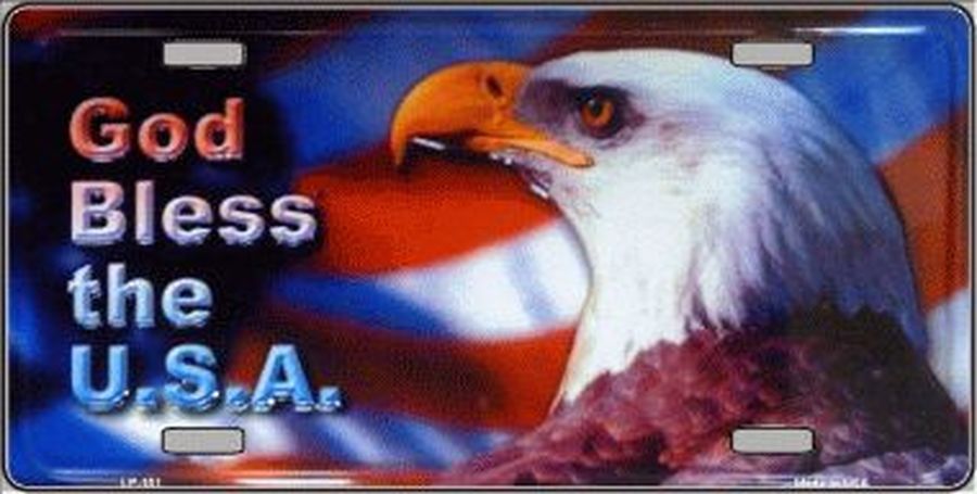 God Bless USA Eagle License Plate Car Tag