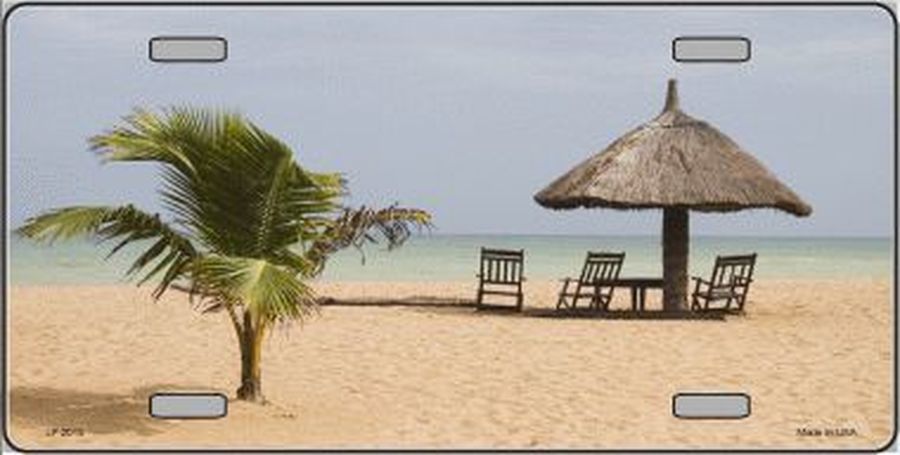 Tropical Beach Setting License Plate Car Tag
