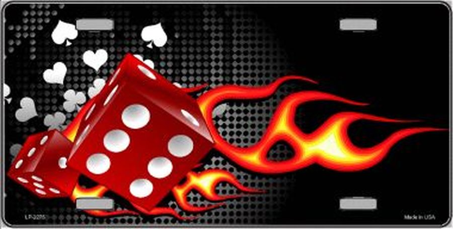 Fire Dice Flame License Plate Car Tag