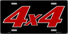 4 X 4 Black Four Wheel Drive License Plate Car Tag