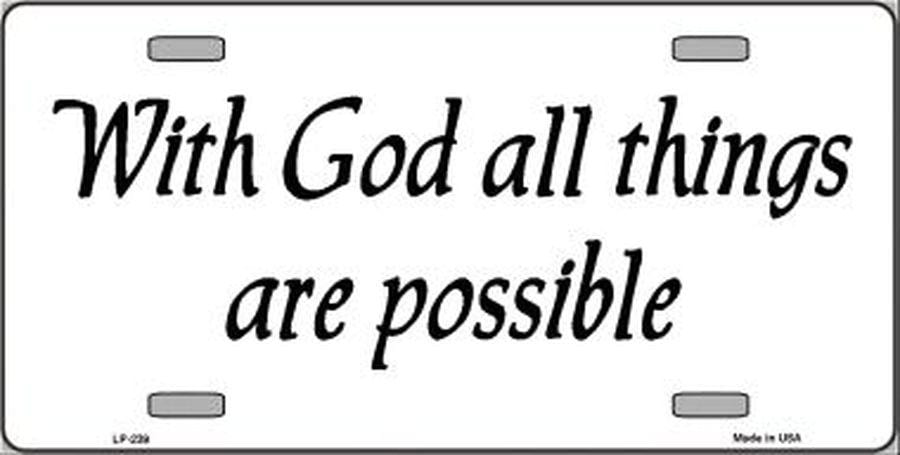 All Things Possible With God License Plate Car Tag