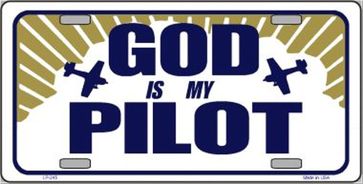 God Is My Pilot License Plate Car Tag