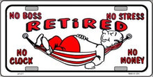 Retired With Hammock License Plate Car Tag
