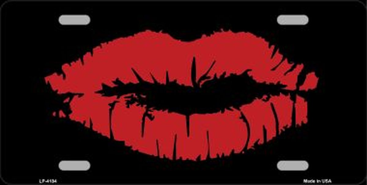 Full Red Lips Kiss License Plate Car Tag