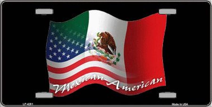 Mexican American Flag License Plate Car Tag