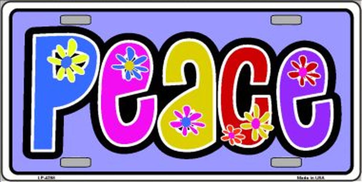 Peace And Flowers License Plate Car Tag