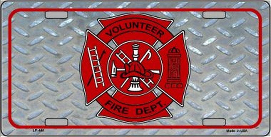 Volunteer Fire Dept Maltese Cross License Plate Car Tag