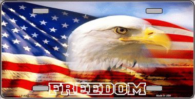 Freedom Bald Eagle American Flag License Plate Car Tag