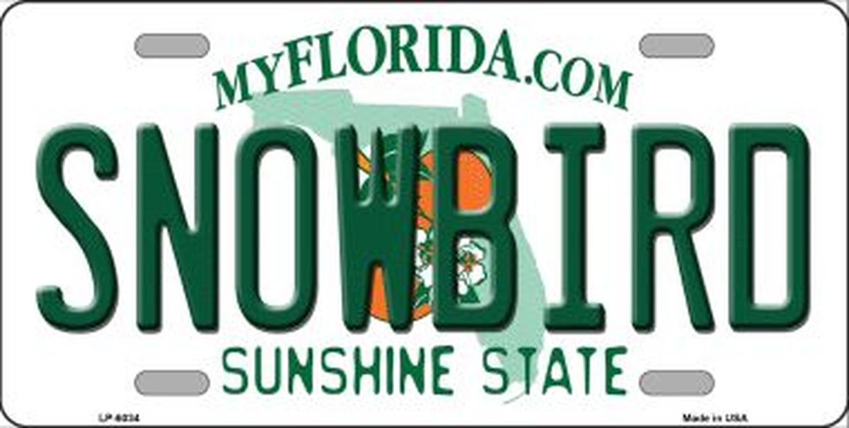 Snowbird Florida License Plate Car Tag