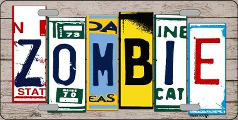 Zombie Art Wood Pattern License Plate Car Tag
