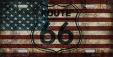 Route 66 American Flag Transparent License Plate Car Tag