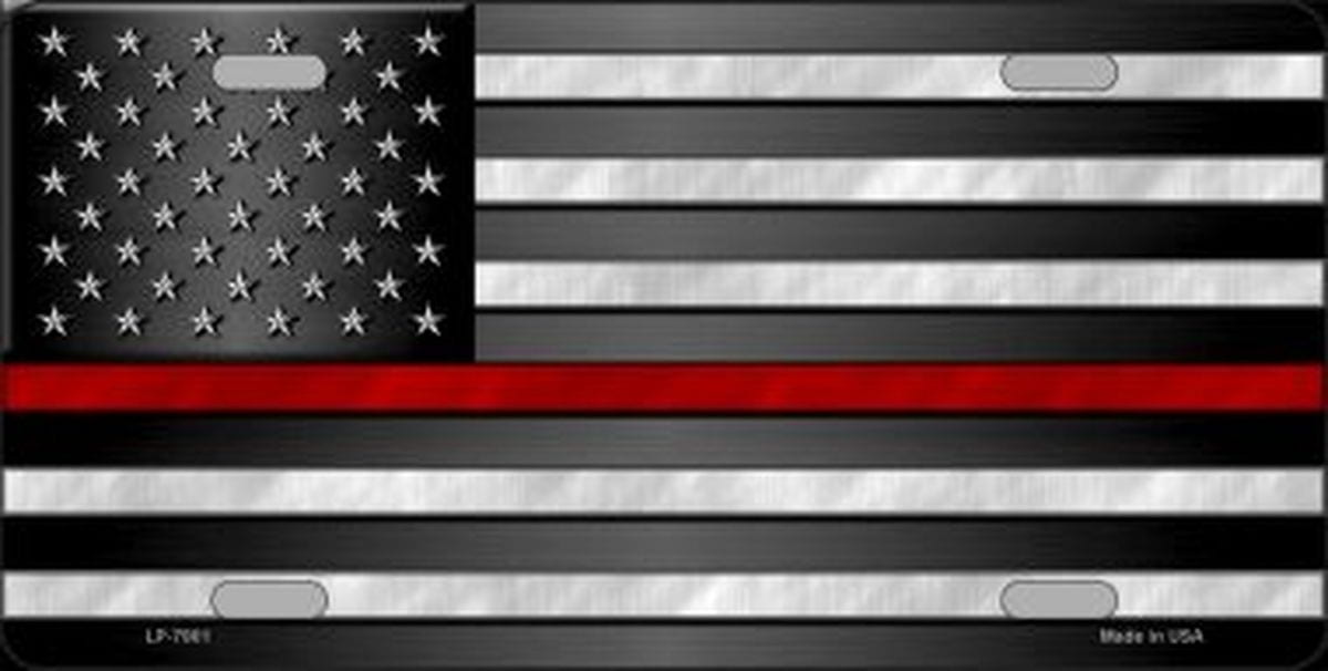 American Flag Thin Red Line License Plate Car Tag