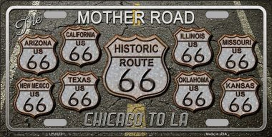 Route 66 Black Top License Plate Car Tag