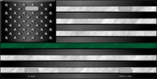American Flag Thin Green Line License Plate Car Tag
