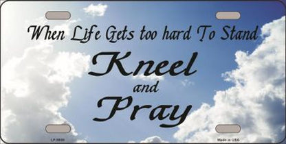 Clouds Kneel and Pray License Plate Car Tag