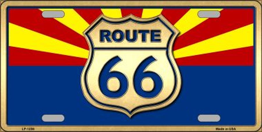 Route 66 Arizona State Flag License Plate Car Tag
