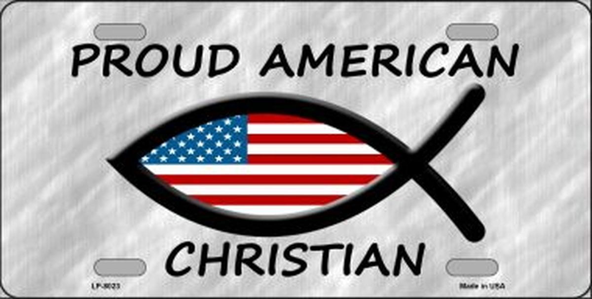 Proud American Christian Flag License Plate Car Tag