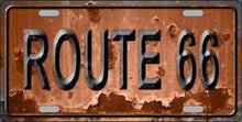 Route 66 Rusty Look License Plate Car Tag