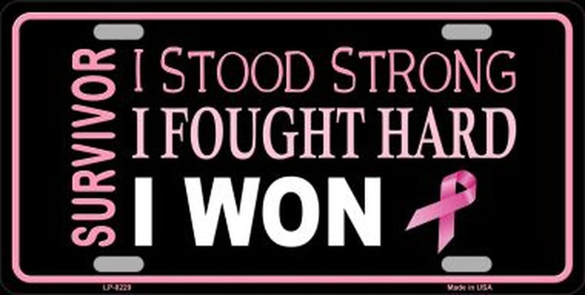 Breast Cancer Survivor Ribbon License Plate Car Tag