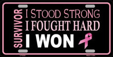 Breast Cancer Survivor Ribbon License Plate Car Tag